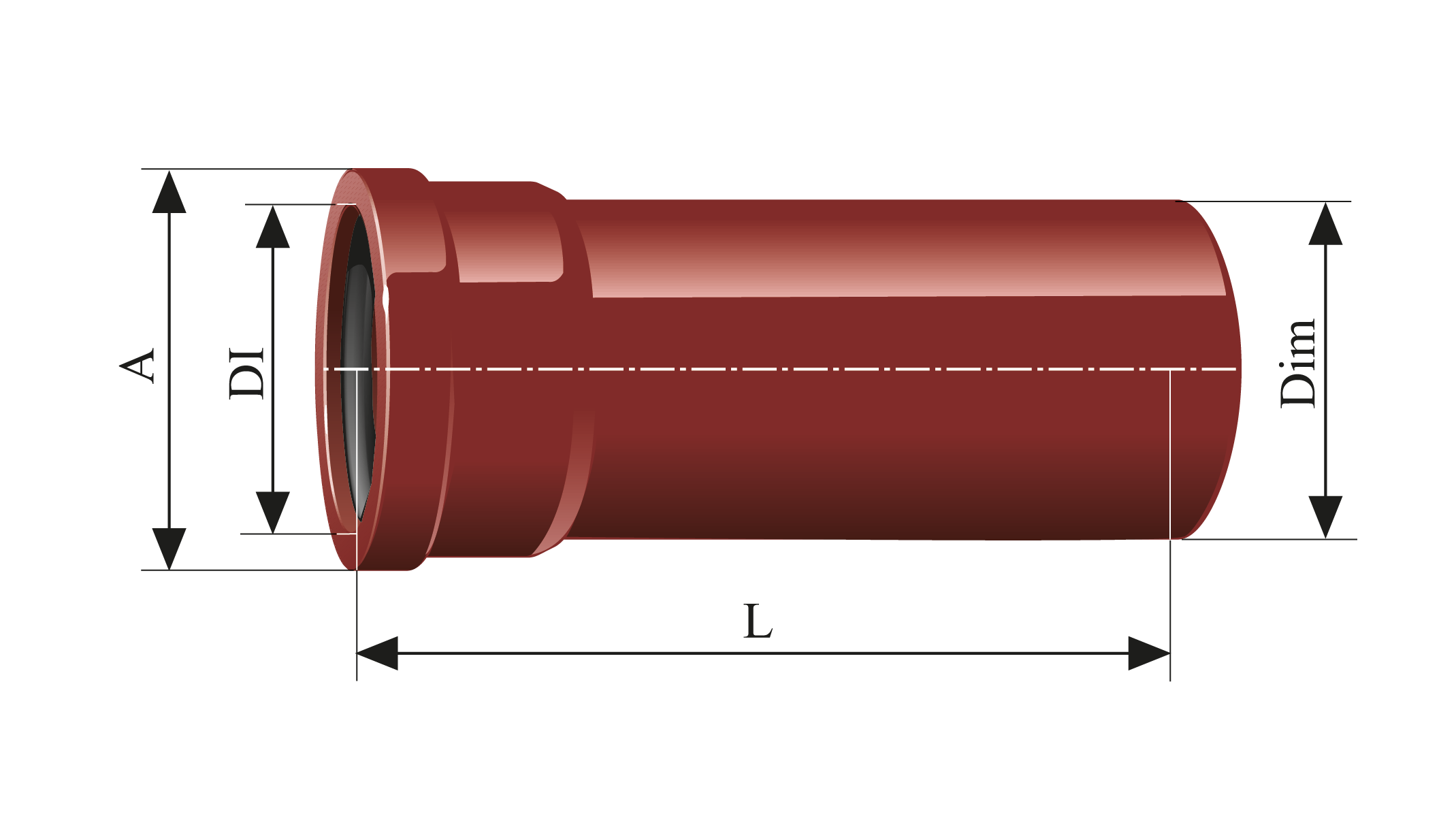Apparatrør rett med muffe | Rødel i KJ-MA SYSTEM®